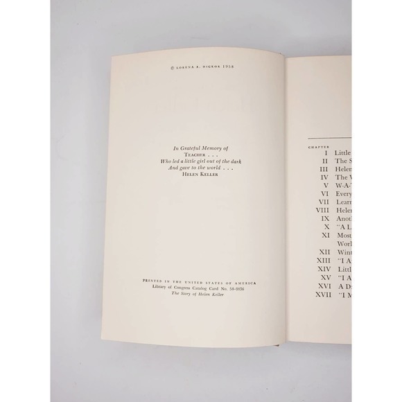 Vintage‎ Helen Keller By Lorena A. Hickok, 1958, Hardcover Book - Picture 5 of 8